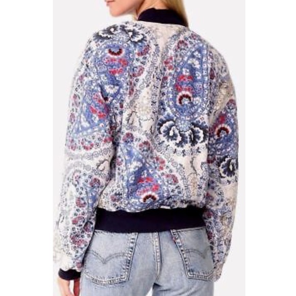 Free People | Daytrip Navy Printed Bomber Jacket - Picture 8 of 8